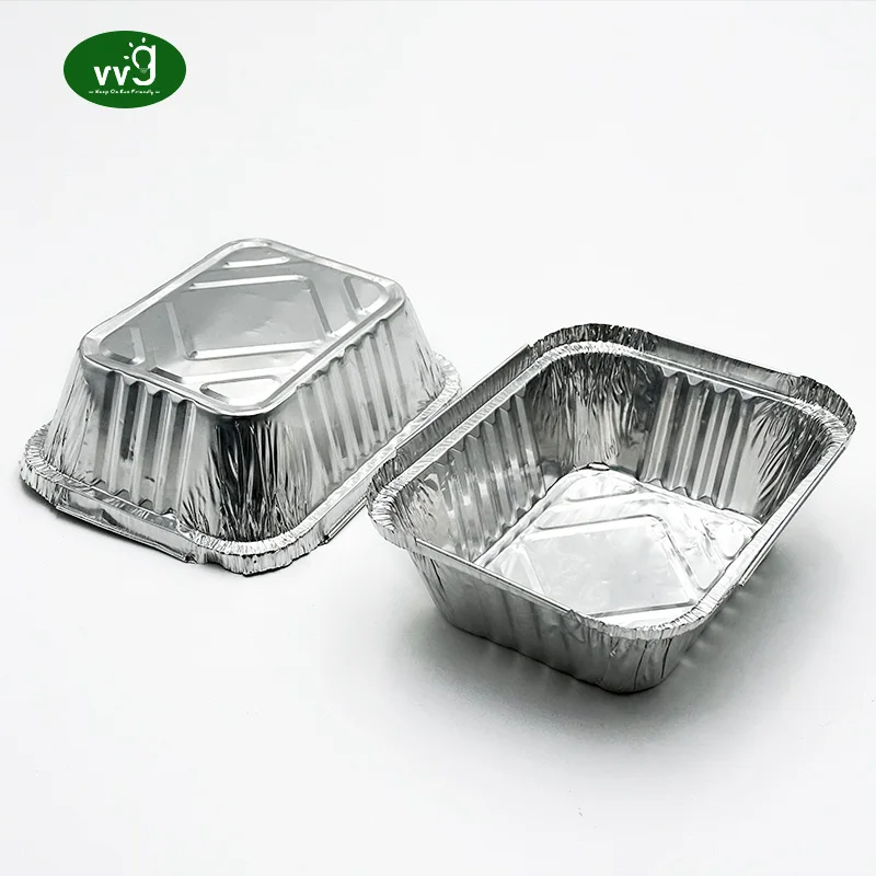 VVG food packaging disposable tin cake foil box 440ml aluminium foil container grill baking pans customized lid