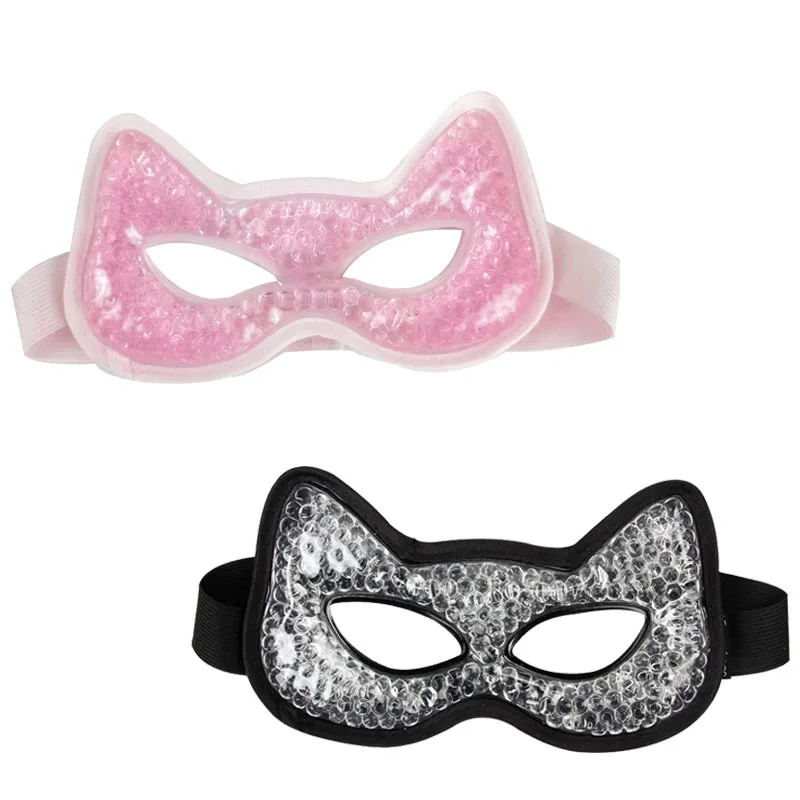 Cat Theme Ice Pack for Eyes Cold Compress Reusable Hot Cold Gel Eye Mask with Soft Plush Backing for Kids Girl