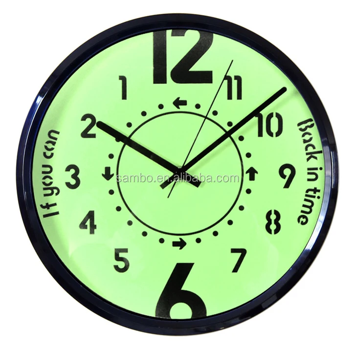 10 Inch Plastic Reverse Running Wall Clock