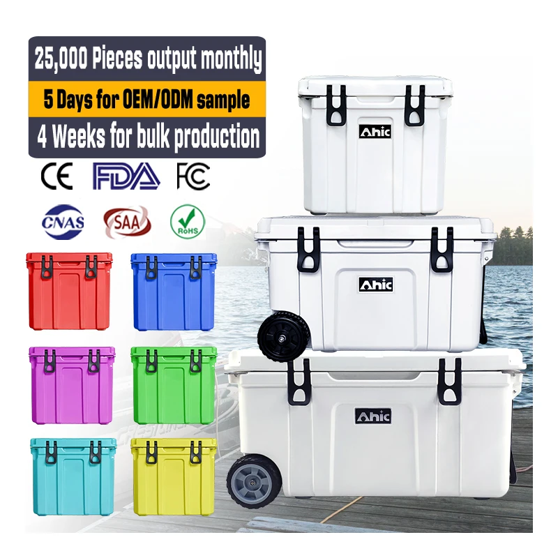 wholesale rotomolded large  coolers cooler box with wheels for picnic portable refrigerator to fish