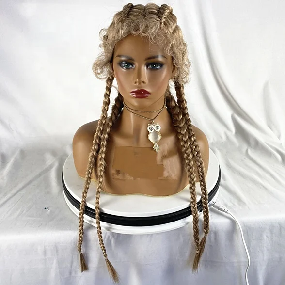 Factory Price Newest braided synthetic lace front wigs vendors with baby hair for women braid lace wig glueless