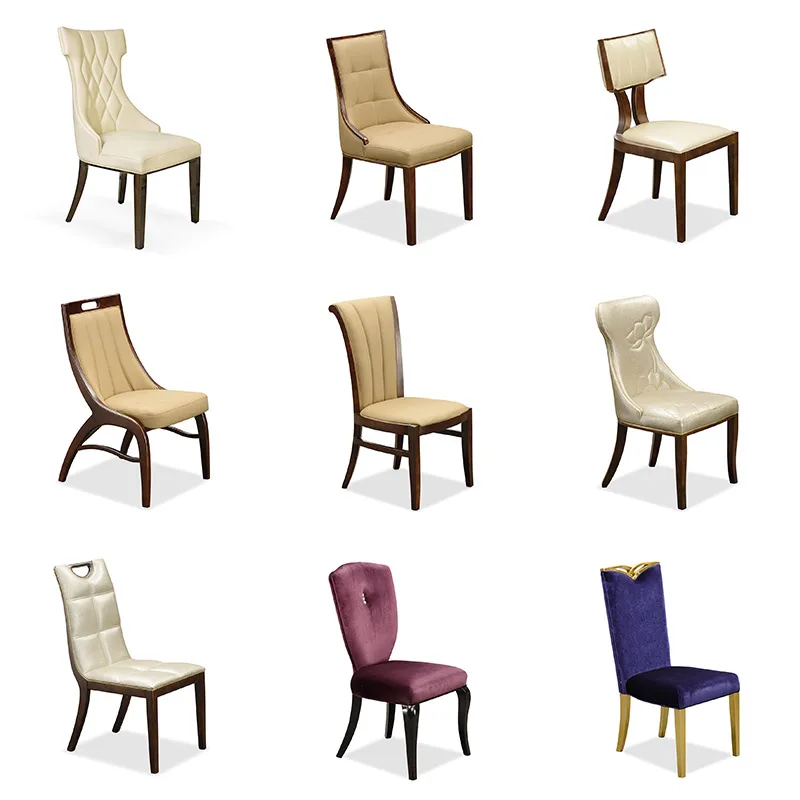 Factory Supplier High Back Wood Chair leather Wooden Upholstery Restaurant Dinning Table and Chair Manufacturer