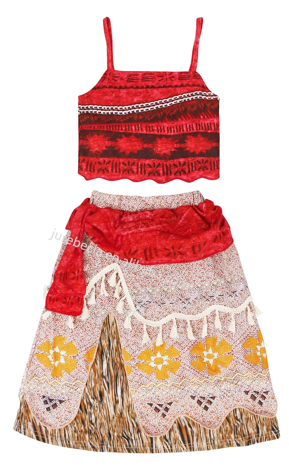 Sleeveless Two-Pieces Skirt Set Little Girls Summer Dresses Toddler Kids Halloween TV & Movie Adventure Moana Princess Costumes