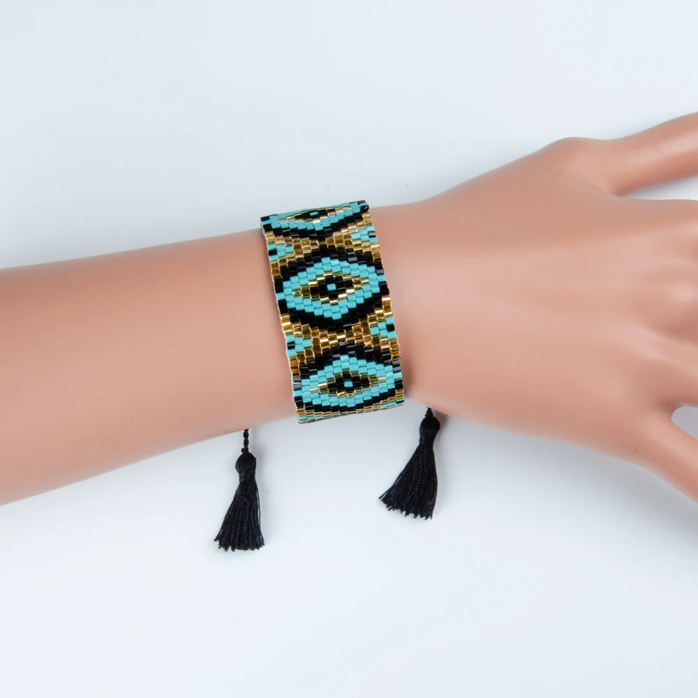 Go2boho Hot Sell Accept Custom Handmade Adjustable Tassel Rope Bracelet Mgb Bead Bracelet Geometric Pattern