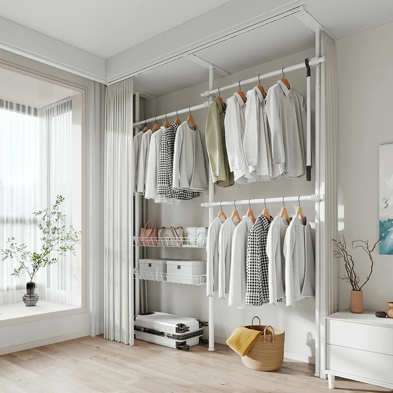 Bedroom Coat Rack Floor Metal Stand Hanging Clothes Hanger Rack Portable Garment Clothing Rack