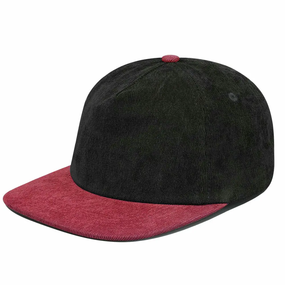 ZBH Unisex Flat Brim Baseball Cap Classic Colorblock Hat Vintage Soft Corduroy Caps