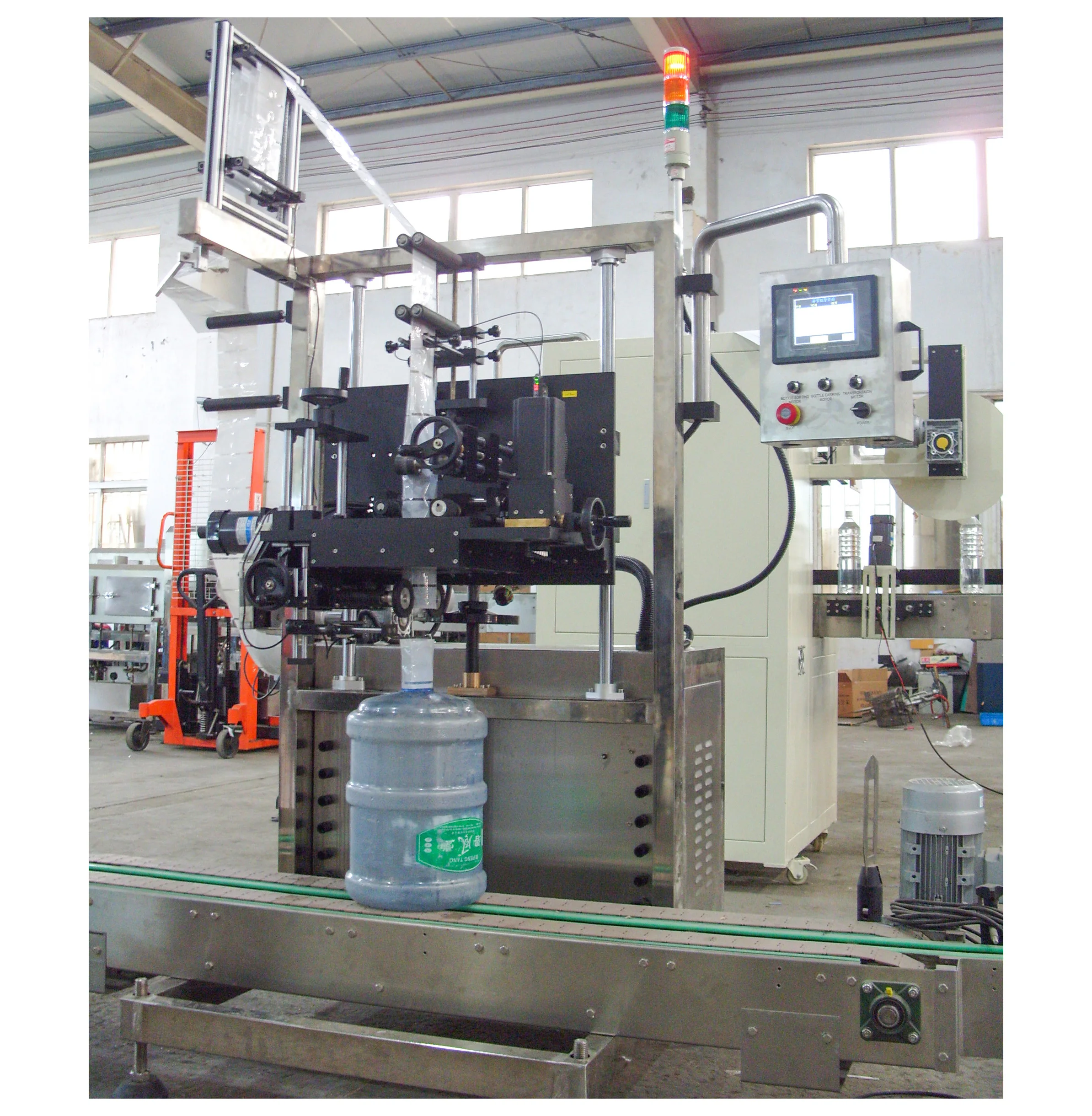 Автоматическая машина для нанесения этикеток на шею бутылки объемом 5 галлонов с паровым туннелем