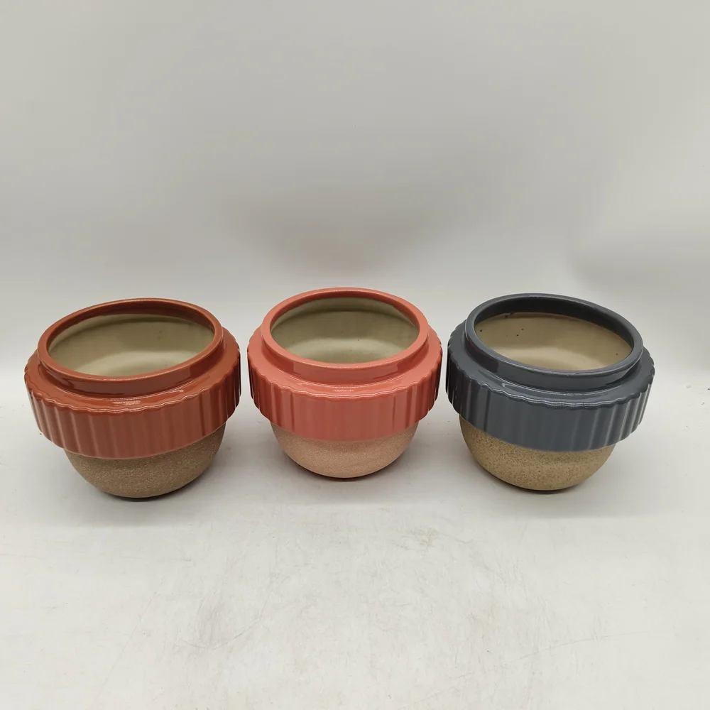 Mini Ceramic Glazed Bonsai Pots Glazed Clay Planter Set for Home Garden and Decoration for Succulent Flower Pot
