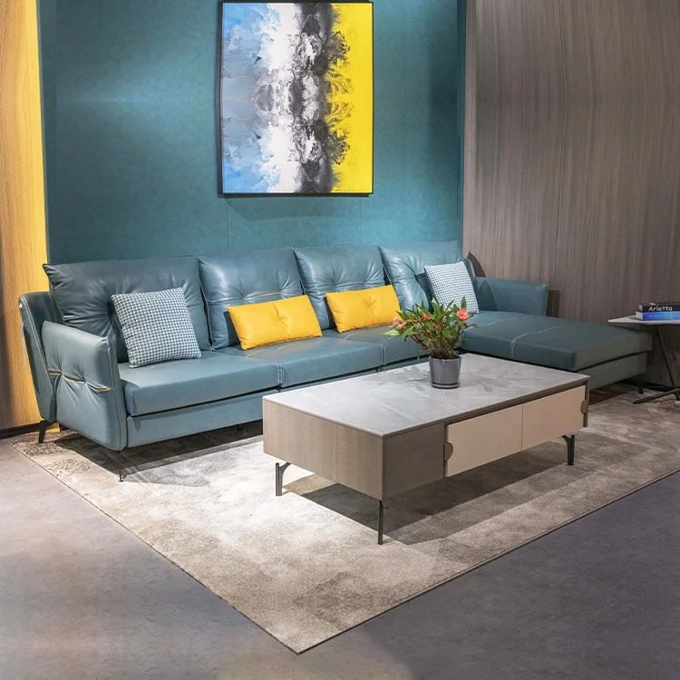 Easy-to-Care L Shape Faux Leather Sofa Set Modern L Shape Leather Couches l-shaped-sofa