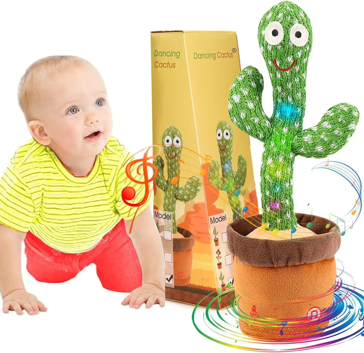 Electric Dancing Talking Repeat Singing Cactus Mimicking Toy 15S Record Your Sound With LED for Kids Novelty Gift