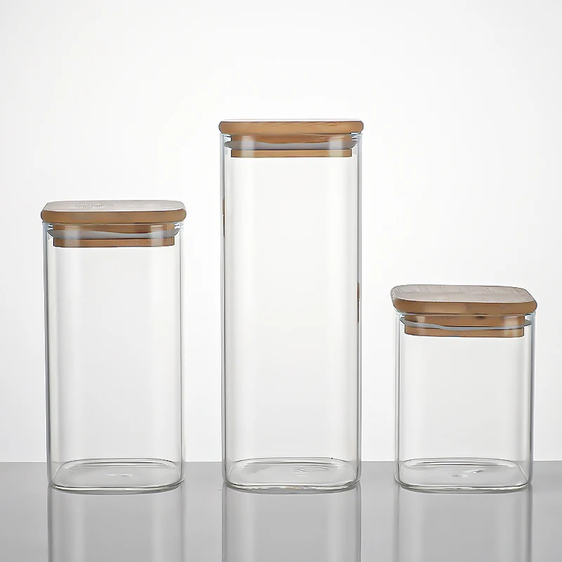 Various Sizes Custom Kitchen Glass Food Storage Container Mason Spice Jar With Lids Cookie Candy Jars