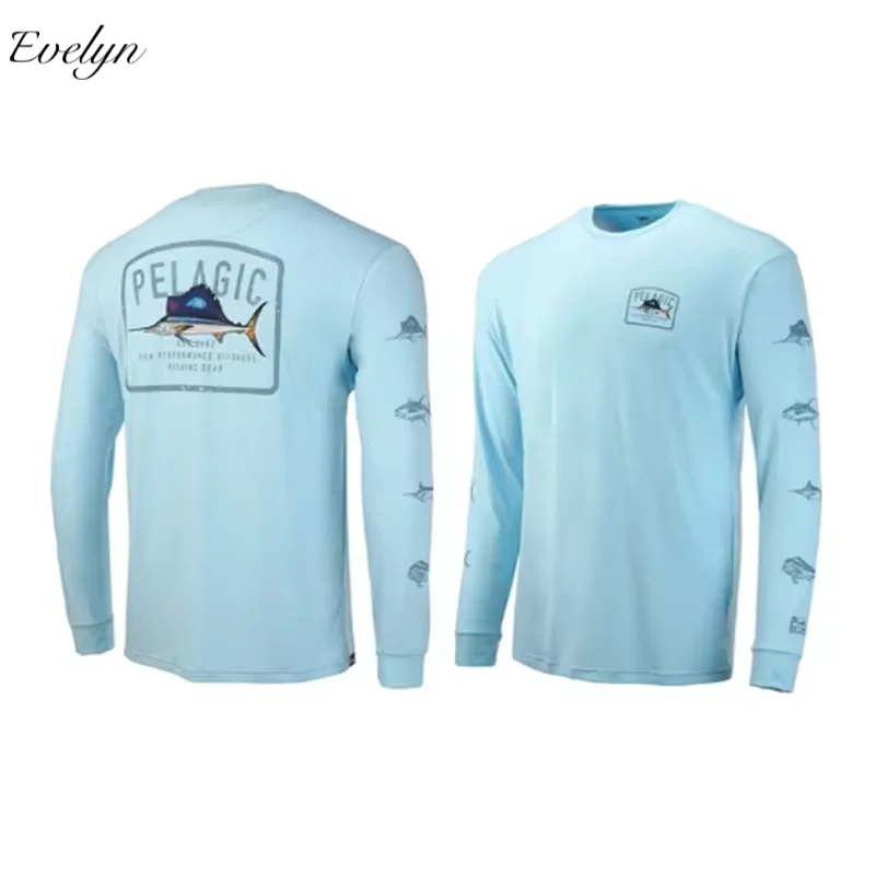 EVELYN OEM ODM Long Sleeve round Neck Fishing Suits Uv Fishing Gear Outdoor Quick-Drying Breathable T-shirt Fishing Suits