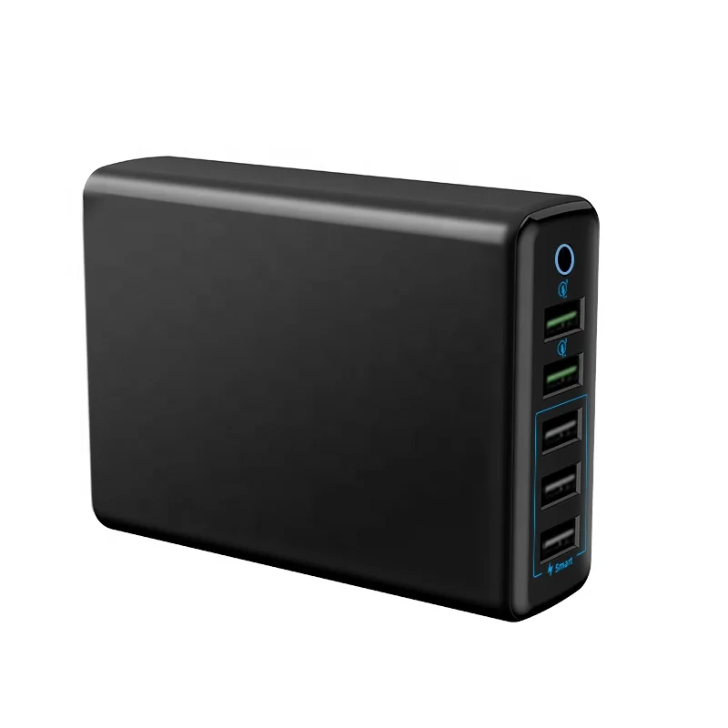 5V 12A 60W Desktop fast 5 usb wall charger with QC 3.0 PD Type C port multi charging station for iPhone/ Sunsumg/ Huwei