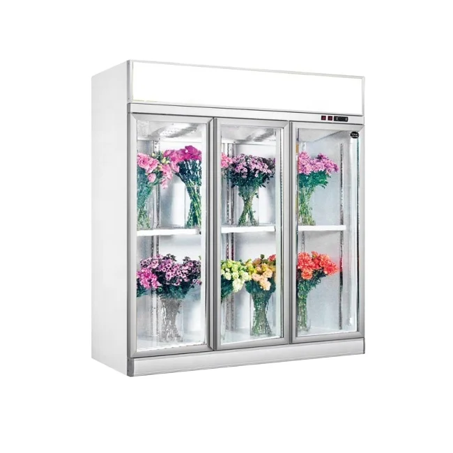 Flower Refrigerator  Display Cabinet Flower Fresh Keeping Showcase Refrigerated Cabinet Three Glass Door Flower Display Cooler