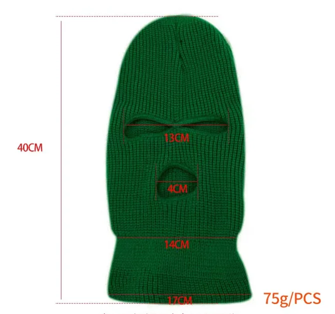 Wholesale Windproof custom logo winter hat Men warm Acrylic 3 Hole Knitted balaclava hat designer Custom ski mask cycling hat