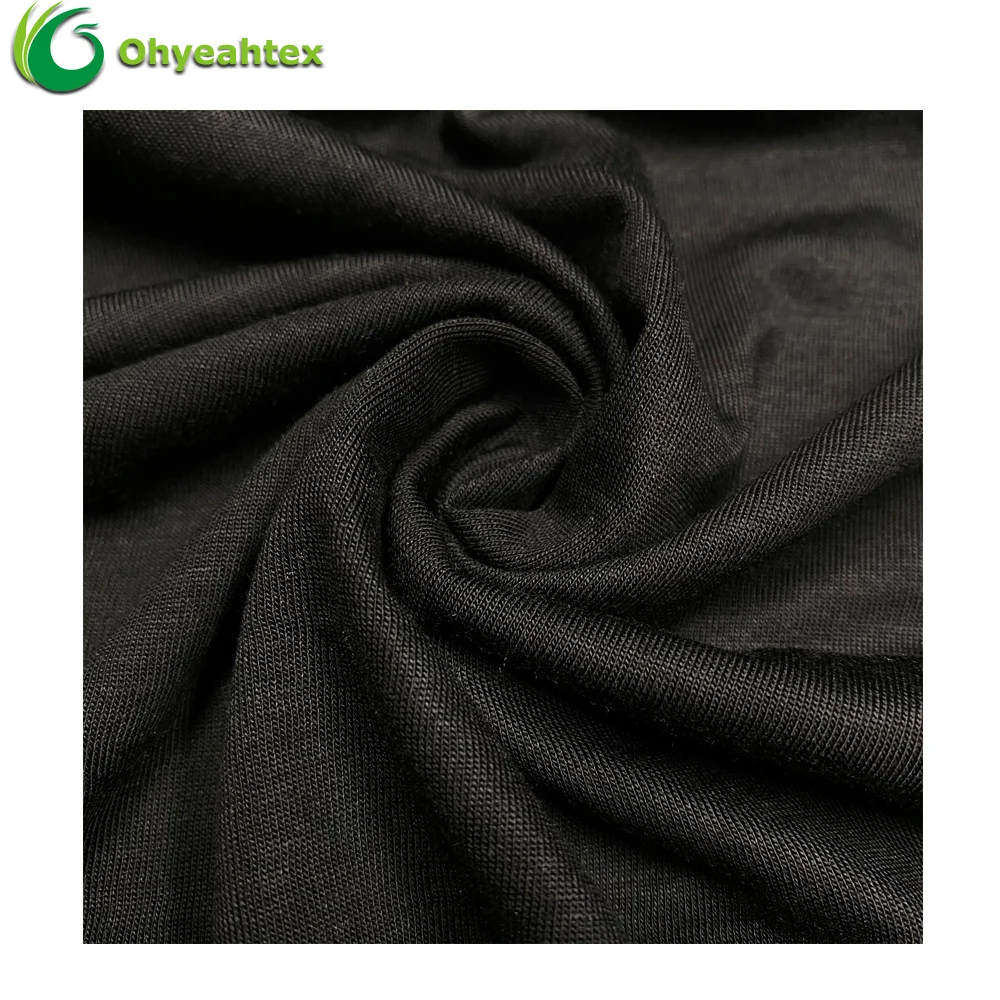 Manufacture Supplier For Pakistan Market Black Color 100% Organic Viscose Rayon Knitted Jersey Fabric For Men Suit