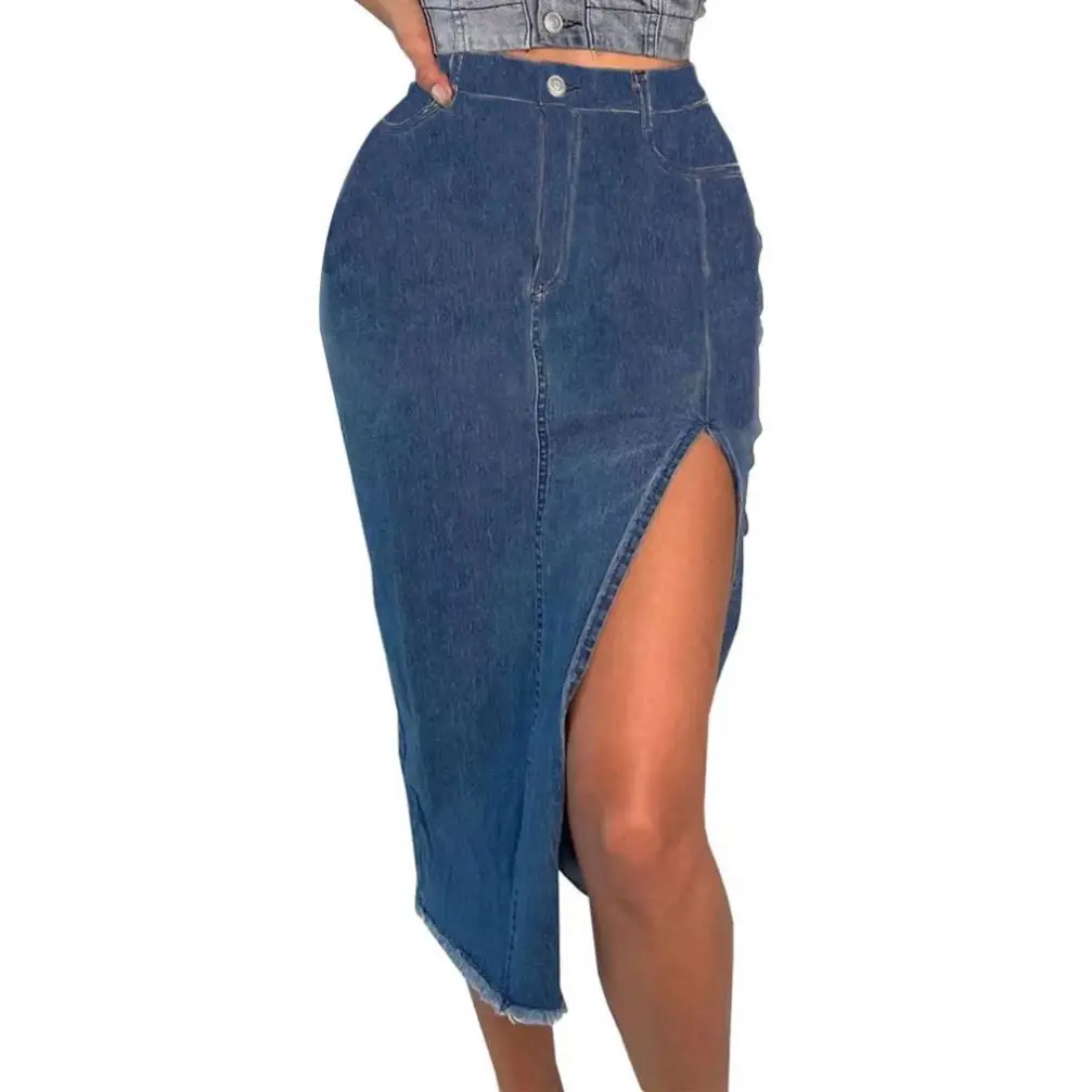 Hot Selling Wrapped Hip Stretch All-In-One Denim Skirt