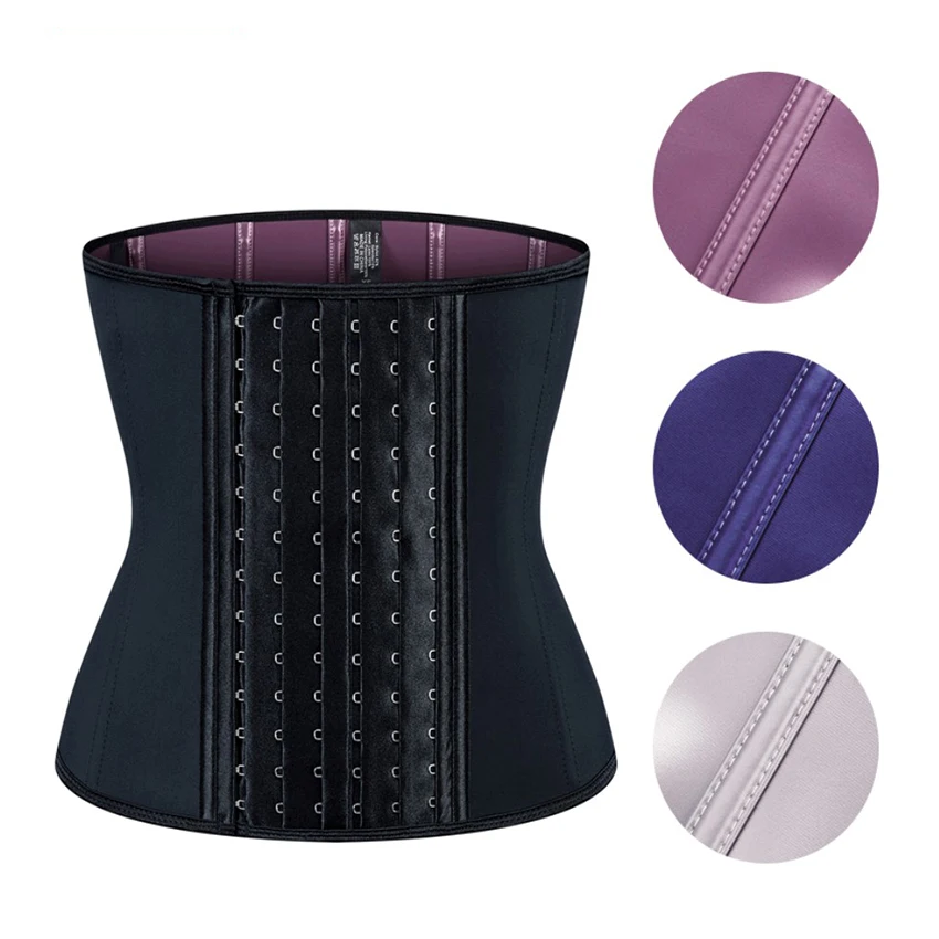 Free logo waist trimmers Sports tight-fitting abdomen shaping latex corset 9 steel bones waist train corset