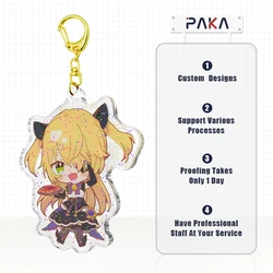 PAKA One Piece Pvc Plastic Anime Acrylic Charms Custom Printed Acrylic Keychain Wholesale Clear Epoxy Resin Acrylic Keychain