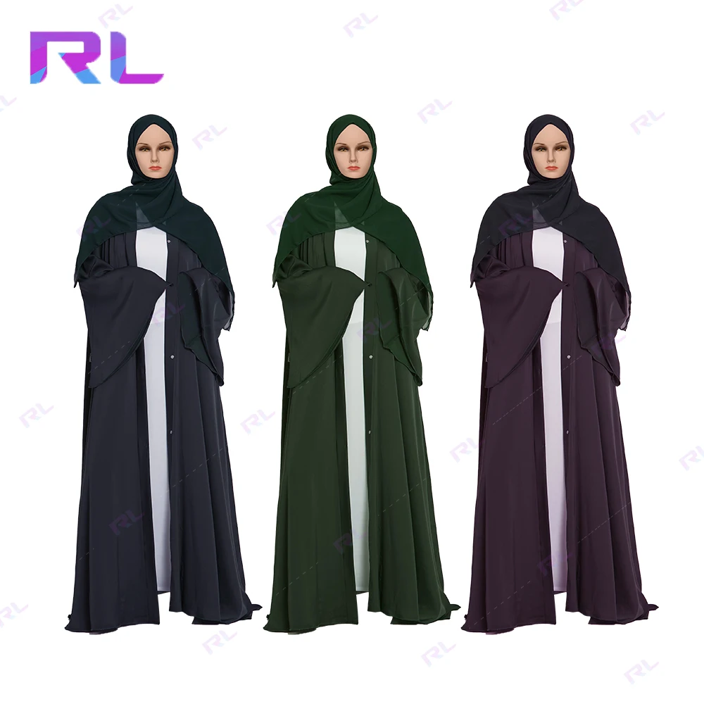 Custom arab lady clothes chiffon linen modal hijab scarf veils set islamic luxury dubai turkish niqab abaya maxi long dress set
