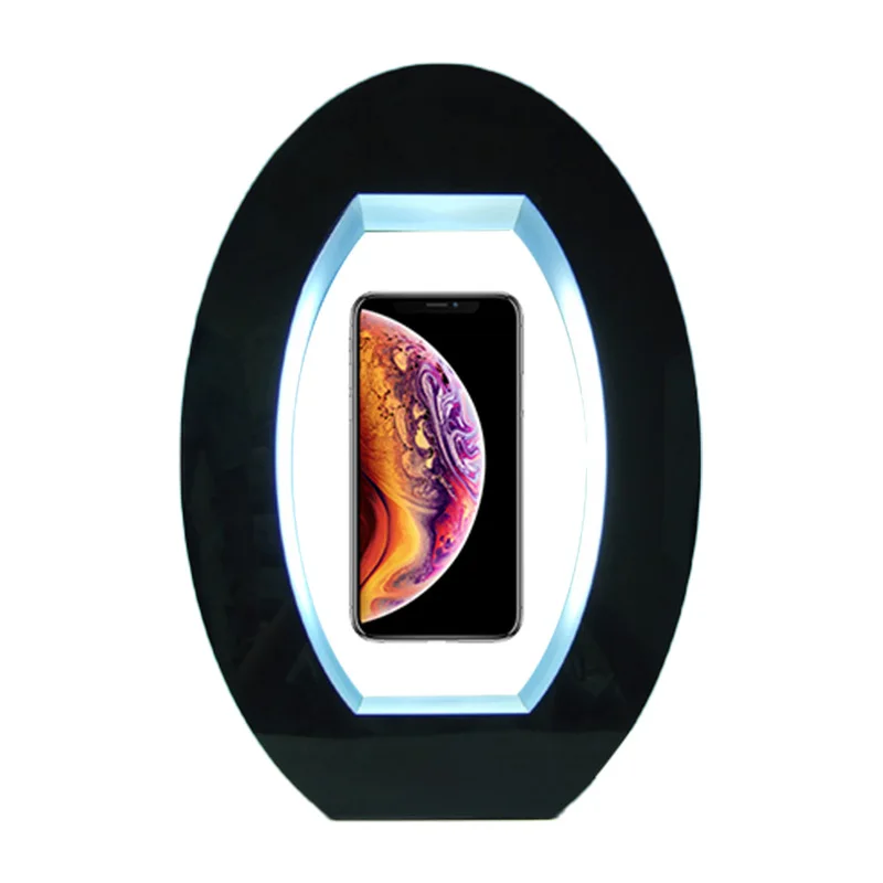 Customize LED Light Magnetic Levitation Mobile Phone Display Stand Suspending Display Racks For Vertical Objects