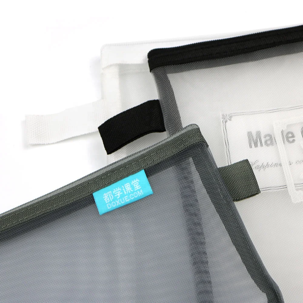 custom stationery zipper transparent mesh school pencil makeup bag