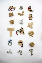 New promotion  educational toys mini wooden and metal brain teaser game  traditional match box  puzzle Pyramid