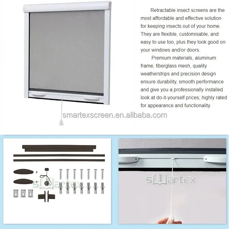 Retractable Fiberglass Mosquito Net Sliding Insect Screen Window Roller for Aluminum Window