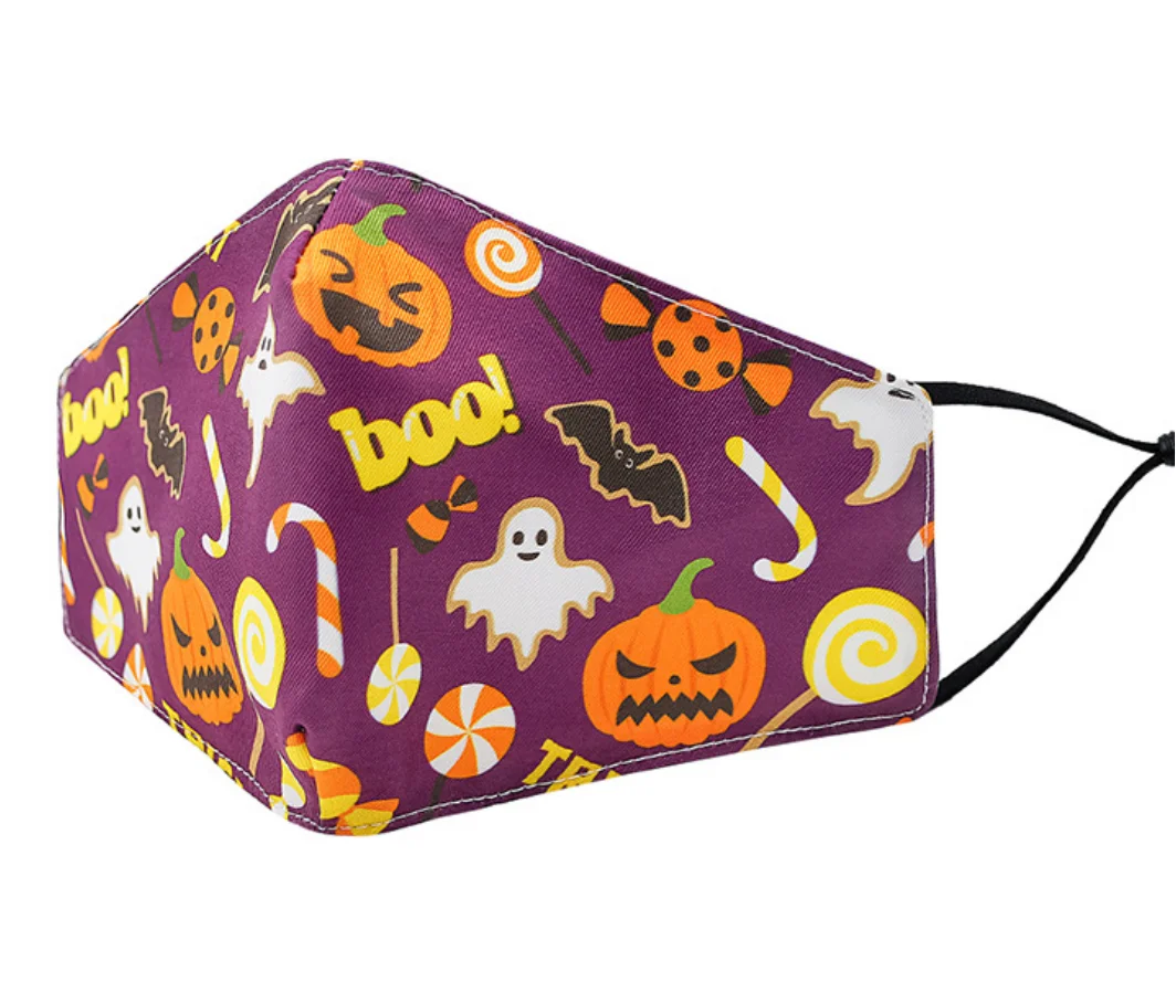 Hotsale Halloween 3D printed maskes washable adult dustproof cotton cloth face cover
