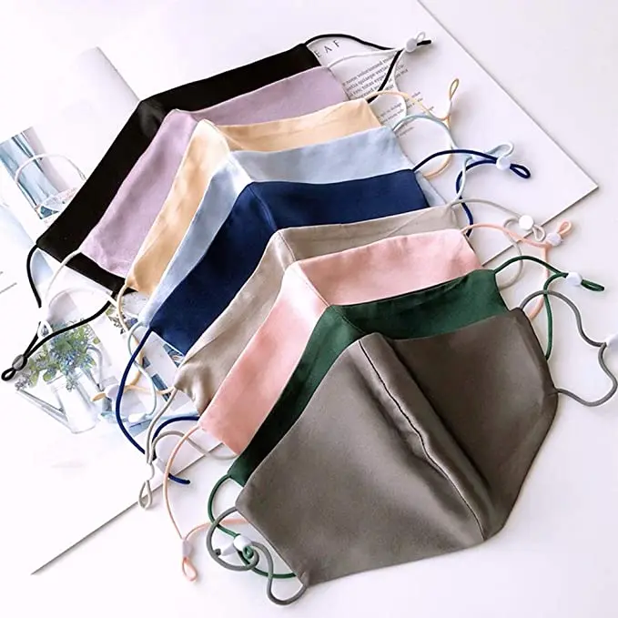 Black Pink Fashion Women Reusable Washable Fabric Cloth Silk Face Mask