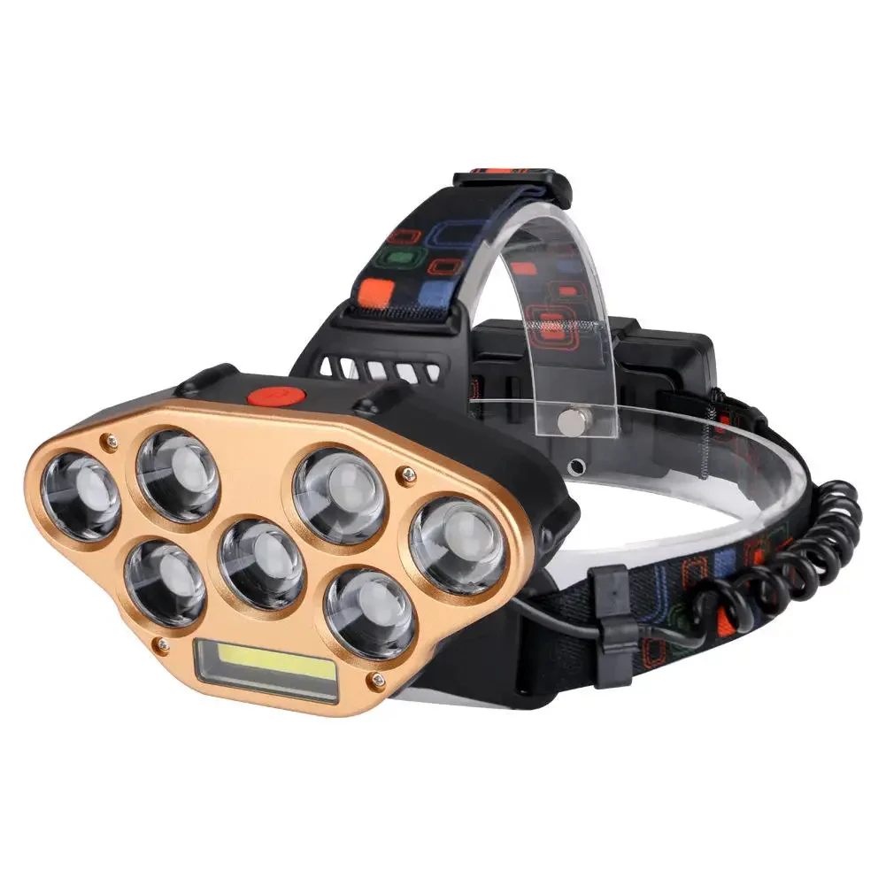 T6 super bright hunting Head torch light headl mount rechargeable Lamp 18650 Waterproof Rechargeable High Power 7 LED Headlamp