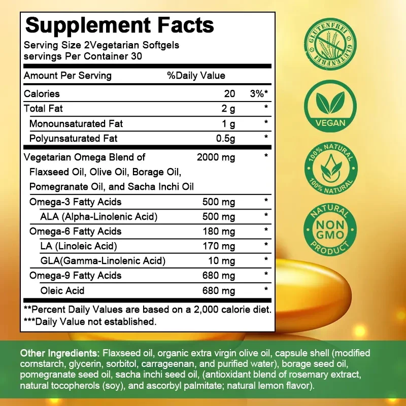 Private Label Factory Supply Natural Vegan Capsules Food Supplements 60pcs Fish Oil Omega 3 6 9 Softgels