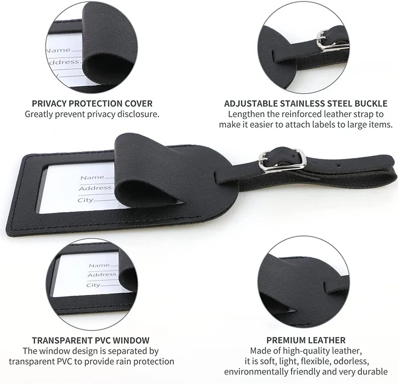 Custom Logo Real Sublimation Blank Genuine Sublimated Vegan Travel Name Pu Leather Luggage Bag Tag Customize Bulk Promotional