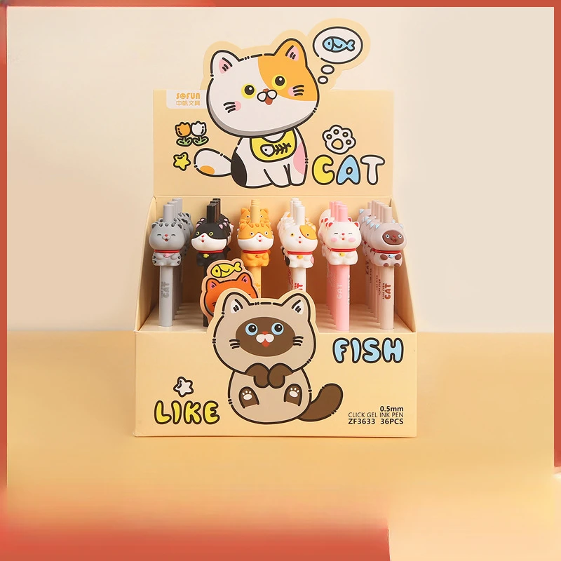 Silicone Cat Series Press Pen for Lucky Cat Flower Cat Press Water Pen for Cute Pet Cat Signature Pen