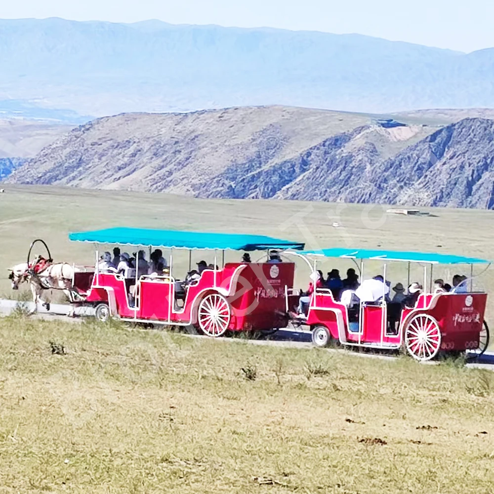 Sightseeing Cart for Sale Luxury Electric Horse Trailer Royal Carriage Royal Horse Carriage For Sale Take 23 Passengers For Tour