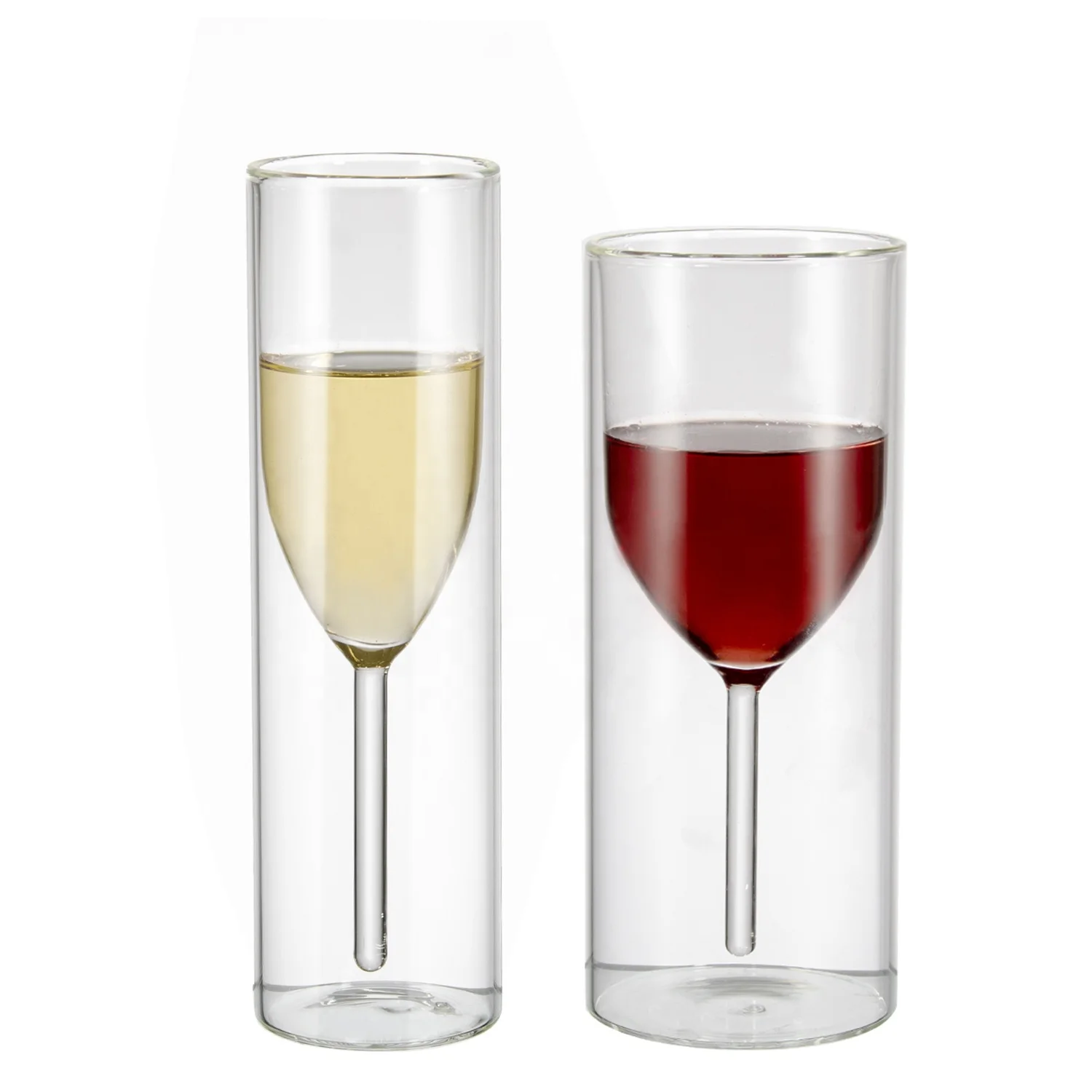 Factory High Borosilicate creative Double Wall Insulated Cup Upside Down Double-Layer wine glass