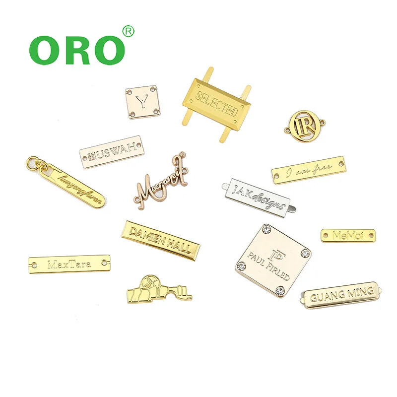 Customization Metal Thick Engraved Logo Handbag Metal Tag Label For Clothing Metallic Hang Tags Metal Plate Purse Jewelry Tag