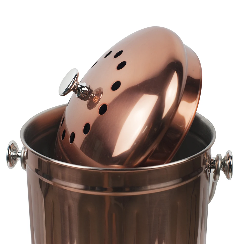 Металлический Контейнер для пищевого лома 1 галлон двойные угольные фильтры кухонный компостный контейнер столешницы