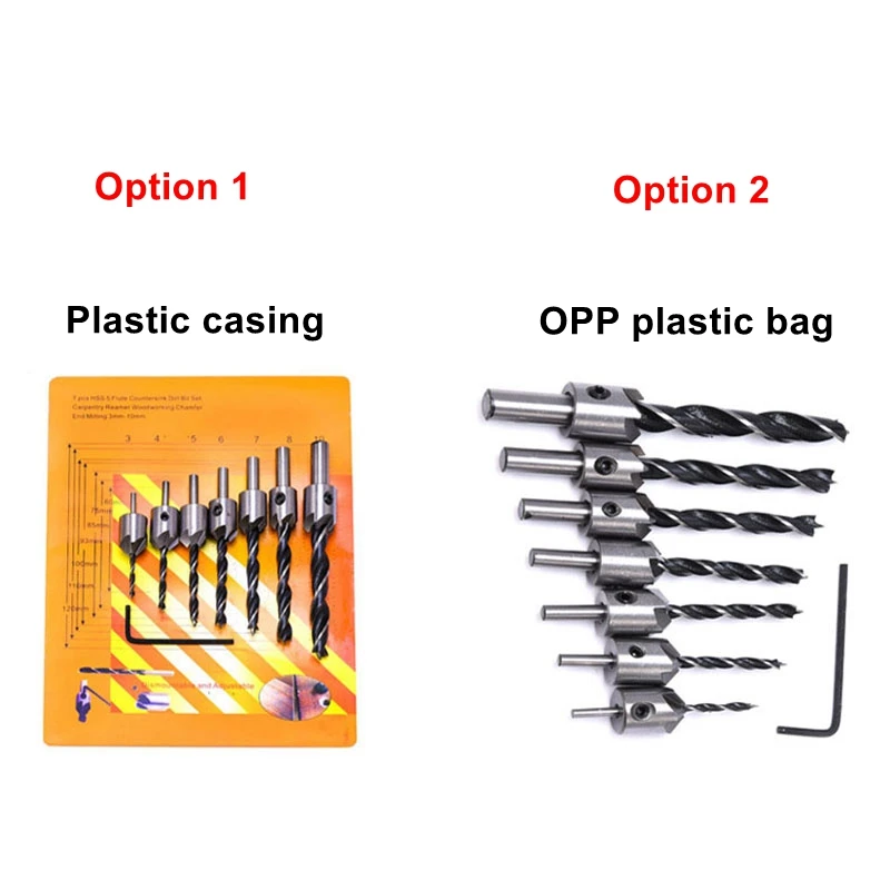 7pcs Woodworking Drill Bits Set 3mm-10mm High Speed Steel Wood Drilling Countersink drills