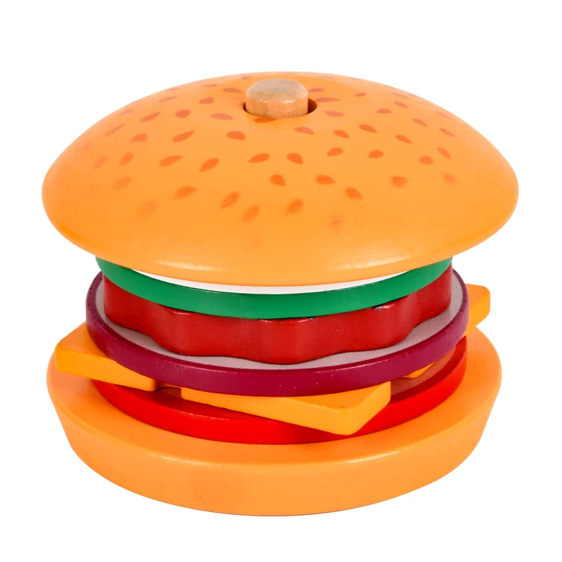 Montessori Toys for 2, 3, 4, 5, Year Old, Wooden Burger Stacking Toys, Fine Motor Toys for Kids Boys Girls, best Christmas gift