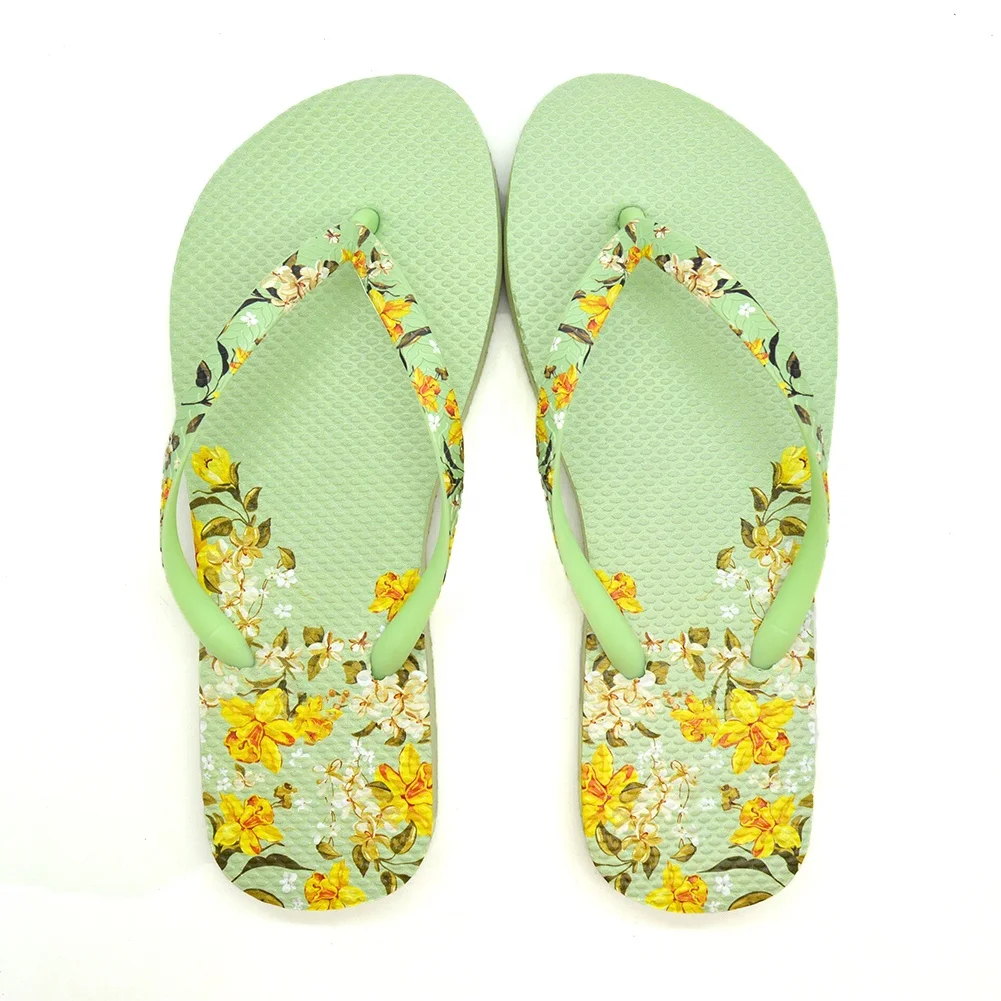 Summer Wholesale Popular Style Rubber Sole Digital Print Women Slippers