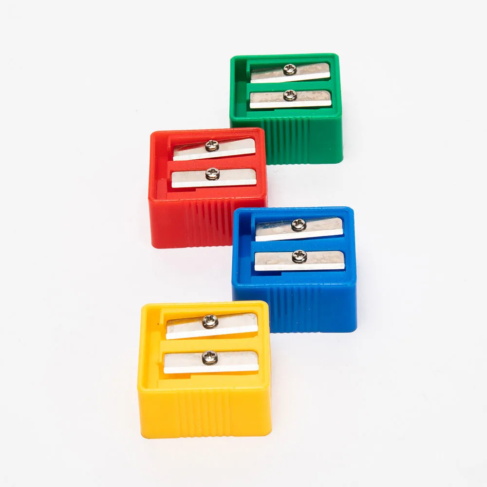 2 отверстия простой черного, красного, синего, желтого, 8 мм Фантазии высокое качество изготовленный на заказ простые школьные детские эксплуатации двойные отверстия точилка для карандашей