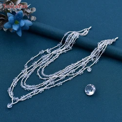 Длинная цепочка YouLaPan SG04 с кисточками, женский аксессуар на подтяжку, ожерелье с подвеской из хрустальных бусин