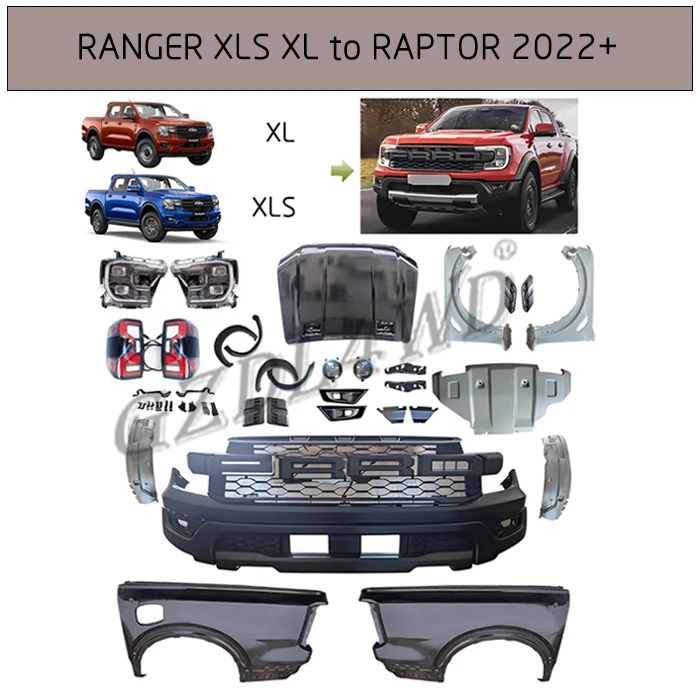 GZDL4WD new style Conversion front bumper kit 1:1 Body Kit For Ranger t9 XL XLT XLS Sport Upgrade To T9 ranger Raptor 2023+