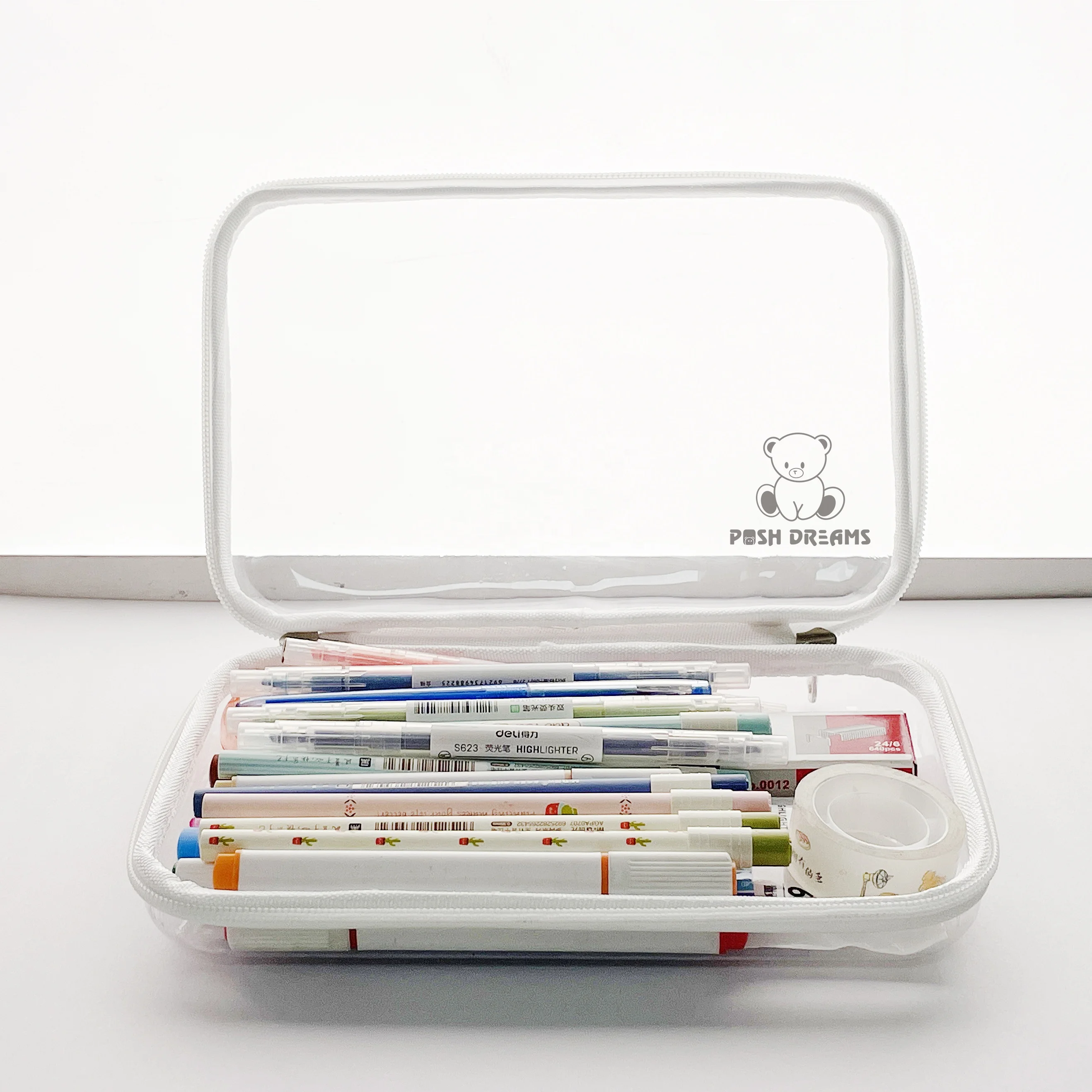 Шикарные мечты, Лидер продаж, Настраиваемые школьные принадлежности, прозрачный ящик для хранения визуальных изображений, пластиковый пенал для студентов колледжа