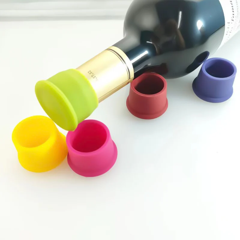 Reusable Silicone Wine Stoppers Glass Bottle Covers Champagne Saver Corks Leak Proof Wine Cap for Keep Beverage Fresh Sealed
