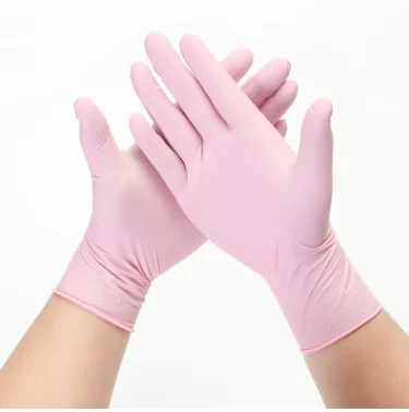 Popular and hot sale High Quality beauty salon tattoo make up cleaning special protective household safety pink nitrile gloves