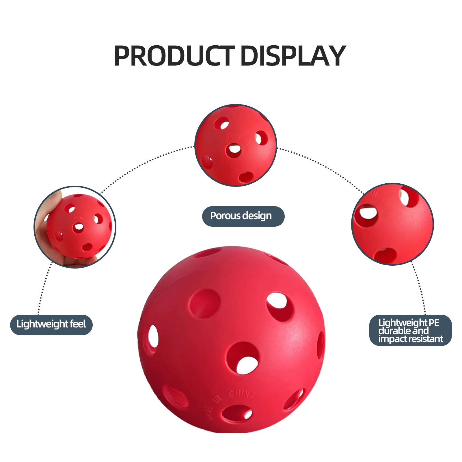 professional Outdoor pickleball set 40 Holes High Bounce Durable 8.5inch red practice pickleball balls
