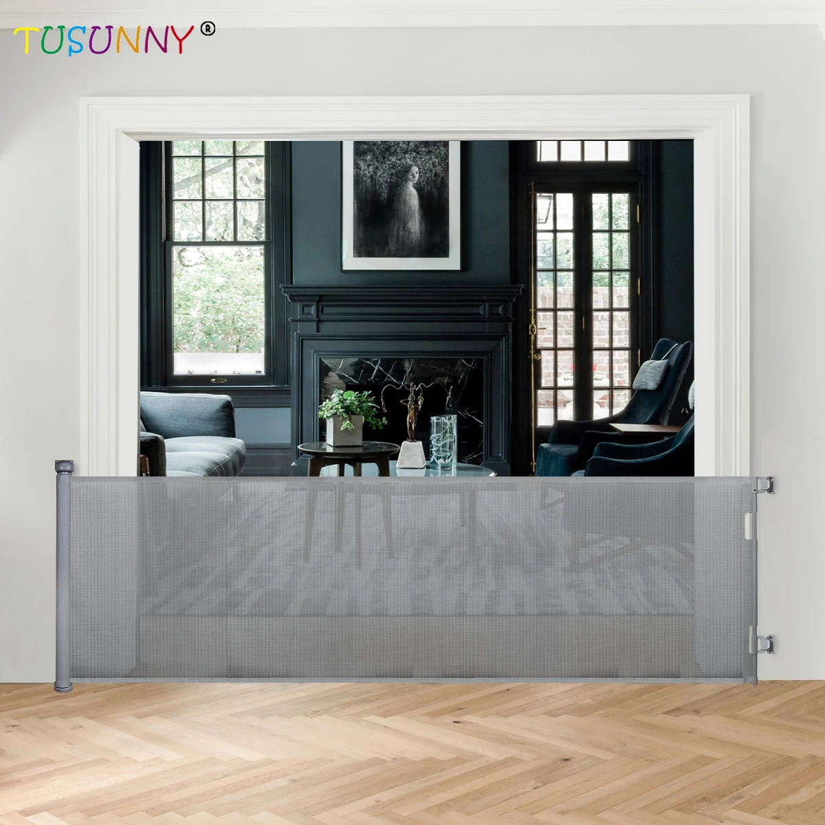 Multi Function Folding Retractable Child retractable safety door gate metal indoor gate For Stairs Barrier