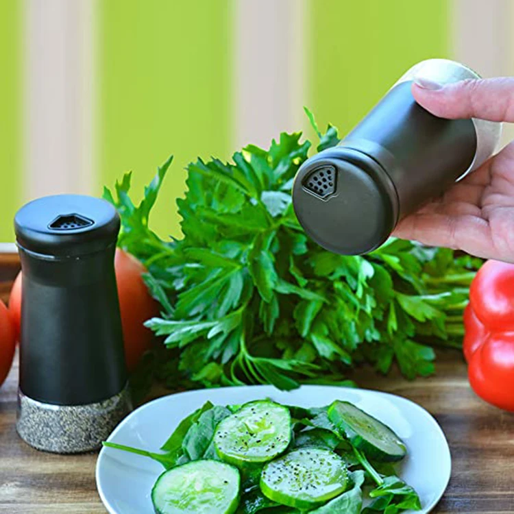 Factory Direct 120ml Amazon Hot Selling Salt and Pepper Shakers with Stainless Steel Sleeve